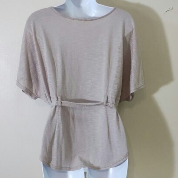 derek heart belted sheer light tan blouse  - medium - Picture 3 of 5